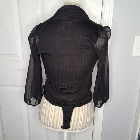 Know Style Sheer open front black body suit - Picture 3 of 7